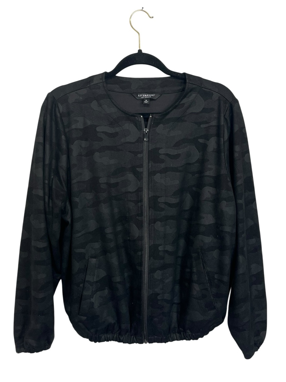 Liverpool | womens Bomber‎ Jacket Black Camp Casual Zip-Up M